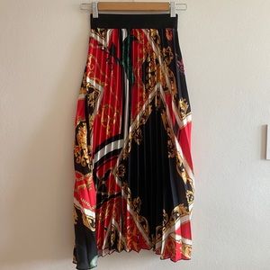 Italian Pleated Skirt with Vibrant Colors